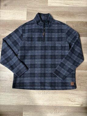 Men's John Wayne Navy Plaid Quarter-Zip Sweater